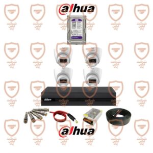 پکیج کامل دوربین مداربسته داهوا 4 عددی اسمارت-دوال لایت-فول کالر-دارای میکروفون داخلی سری HDW1200clqp-il-a