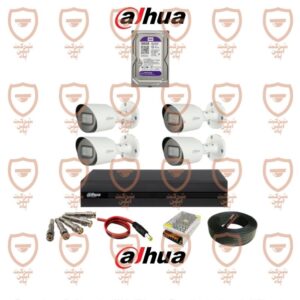 پکیج کامل 4 عددی دوربین مداربسته داهوا دارای میکروفون داخلی سری HFW1200tp-a