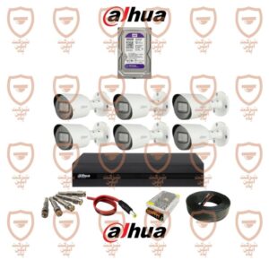 پکیج کامل 6 عددی دوربین مداربسته داهوا دارای میکروفون داخلی سری HFW1200tp-a