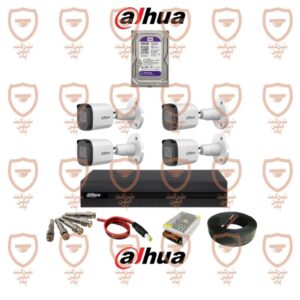 پکیج کامل 4 عددی دوربین مداربسته داهوا بدنه فلزی و دارای میکروفون داخلی سری  HAC-b2a21p-u-a