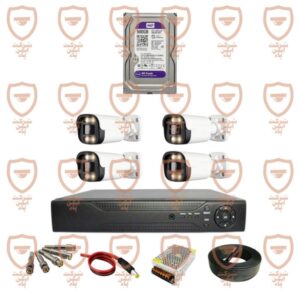 پکیج کامل دوربین مداربسته 4 عددی 5 مگاپیکسل دید شب رنگی پلاک خوان تشخیص چهره سری BWL5042-imenpad5042wl