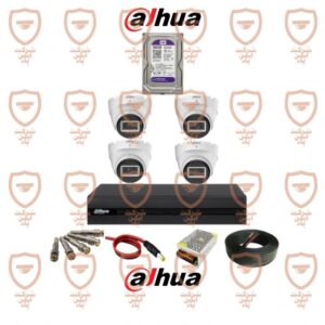 پکیج کامل 4 عددی دوربین مداربسته داهوا بدنه فلزی و دارای میکروفون داخلی سری  HAC-t2a21p-u-a