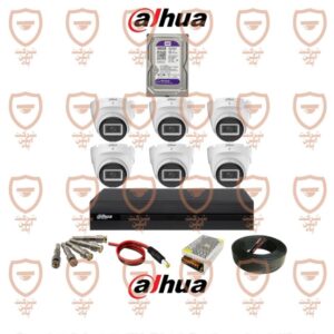 پکیج کامل 6 عددی دوربین مداربسته داهوا بدنه فلزی سری HAC-t2a21p-u